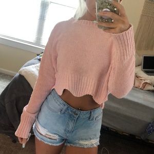 Soft baby pink cropped sweater